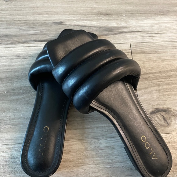 Aldo Goani Puffy Slide Square Toe Sandal Black Size 5 - Picture 4 of 13